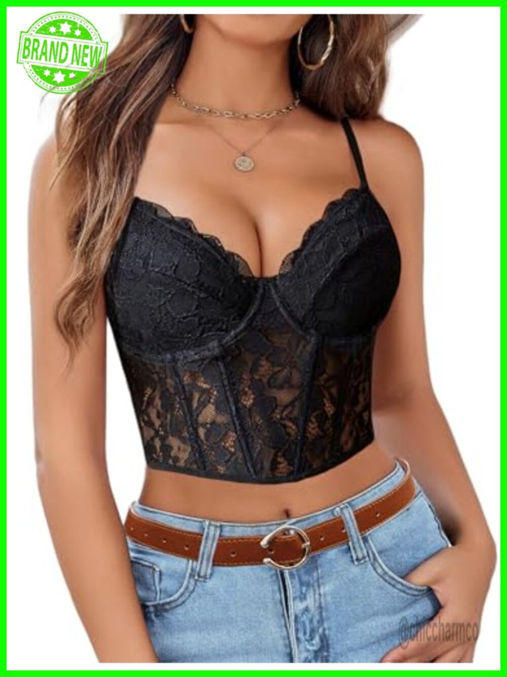 Avidlove Lace Bralette V Neck Underwired Bustier Crop Top
